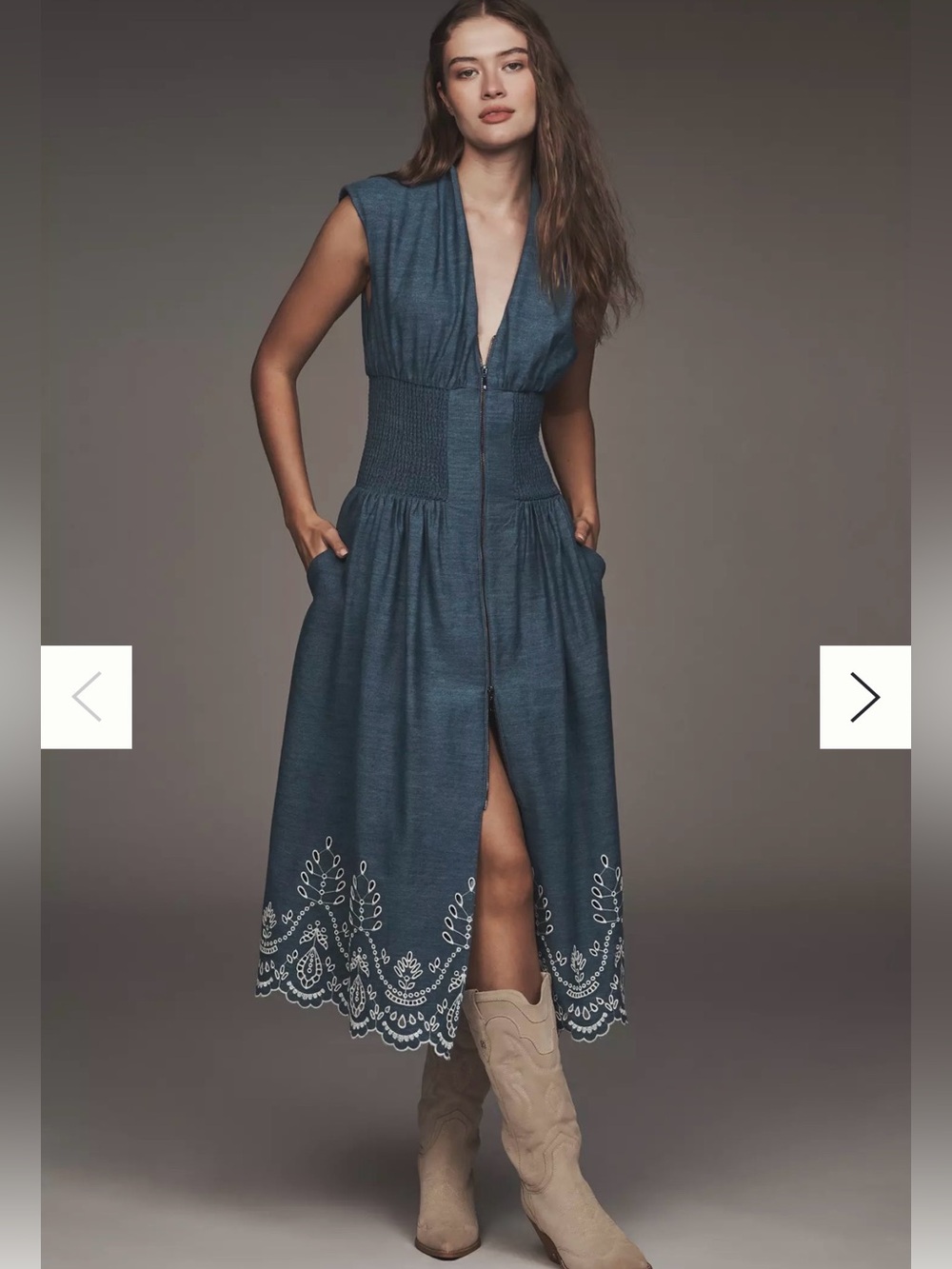 El Vestido Denim Tommie con Ribete de Ojal